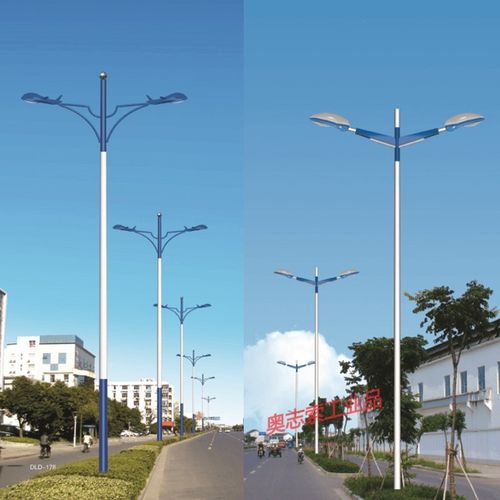 定制市电LED双头市政路灯立杆 6/7/8/10米双臂景观照明解决方案